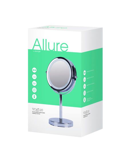 Vogue Illuminated Metal Double Sided Mirror - Silver